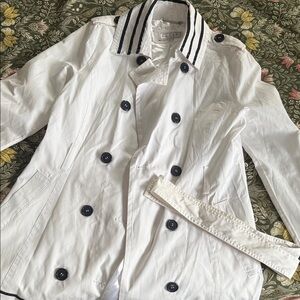 Pelle Studio White Trench with Black Accents L